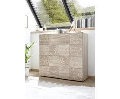 Arredocasagmb.it Mobile credenza Contenitore 2 Ante Moderno Rovere Anta con Serigrafia Soggiorno Madia Buffet con sportelli Design Mira 04