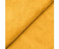 DESHOME Alessia - Tessuto al metro scamosciato in Microfibra Idrorepellente Stoffa per tappezzeria divani, cuscini, complementi darredo (Giallo, 1 metro)