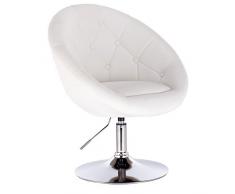 WOLTU BH77ws Poltroncina da Bar Sgabello Girevole Sedia con Schienale Braccioli in Ecopelle Altezza Regolabile Bianco