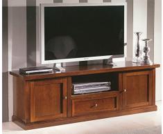 Porta TV in legno massello, noce, arte povera - cm 160X56