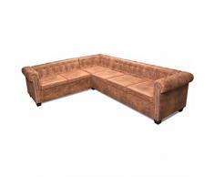 cornice in legno mobili di qualsiasi Sala de estar 145,5/ x 76/ x 70/ cm tappezzeria in pelle artificiale SHENGFENG divano Chesterfield marrone