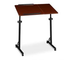 Relaxdays 10020541_47 Tavolino per Notebook/Laptop con Rotelle Regolabile in Altezza, Legno, Rosso, 50x80x110 cm