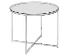 AC Design Furniture Gurli Tavolino Rotondo, Ø: 55 x 45 cm, Transparante/Cromo, Vetro/Metallo, 1 pz