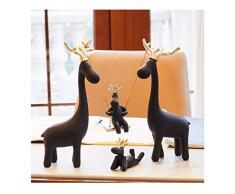 LSXLSD Decorazioni di Cervi in ​​Resina Credenza di Vino Salotto Mobile TV Decorazione in Resina Artigianato Regali di Nozze (Color : Black4)