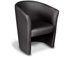 Dmora POLT - Poltroncina Salotto, Finta pelle, Imbottita, Nero, 65 x 78 x 60 cm