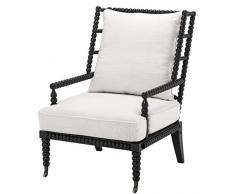 Casa Padrino Poltrona di Lusso in mogano nero/bianco 72 x 95 x H. 108,5 cm - Arredamento Alberghiero