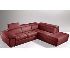 Dafne Italian Design Divano Letto angolare 3 posti con penisola a Destra. Similpelle Bordeaux (cm. 285 x 245 x 97h)