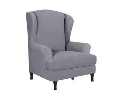SINKITA Fodera per Sedia Wingback,Caratteristica Morbida Sedia Poltrona Elastico Fodera per Sedia A Orecchioni 1 Posti Elasticizzato Coprisedili Wingback -Grigio Chiaro-2 Pezzo