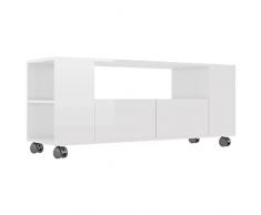 vidaXL Mobile Porta TV Credenza Buffet Arredo Armadietto Basso Unità Multimediale Madia Consolle Mobiletto HiFi Truciolato Bianco Lucido 120x35x43 cm