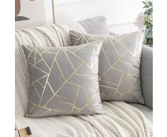 Cuscini per Divano 45x45 cm Grigio Cuscini per Divani Moderni Confezione 2 Federa in Velluto di Lusso 18x18 inch per Camera da Letto