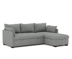 BUDWING Orlando Divano Letto ad Angolo con Contenitore a 3 posti, a Forma di L Chaise Longue a Sinistra o Destra Reversibile (Grigio Oscuro)