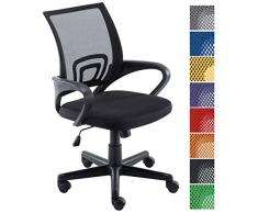 CLP Sedia Ufficio Genius in Rete Traspirante I Sedia Studio Pc Ergonomica Girevole Regolabile Imbottita con Braccioli E Ruote, Colore:Nero