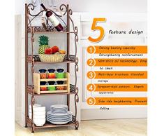 ZZHF yushizhiwujia Scaffalature Armadio da Bagno in Ferro battuto da Terra Bagno, WC, lavabo, mensola da Cucina (Colore : Coffee Brown)