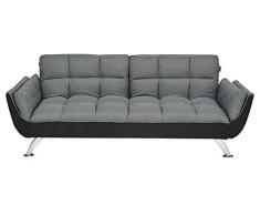 Enrico Coveri Contemporary Divano Letto 3 Posti in Elegante Tessuto Trapuntato con Struttura in Acciaio, Perfetto per Arredo Salone, Soggiorno e Cucina (Grigio)