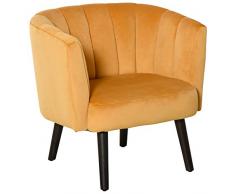 homcom Poltrona in Velluto per Soggiorno, Poltroncina per Camera da Letto in Stile Vintage Gialla 79x66.5x79cm