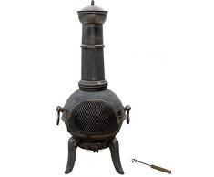 Nova Camino da Esterno in Ghisa, Design Vintage, Altezza 108 cm, con Attizzatoio Incluso, a Carbone/a Legna - Stufa da Giardino, Caminetto da Esterno