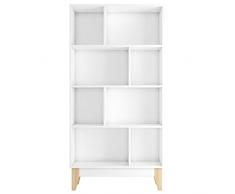 fevarbord Libreria Scaffale a 4 Ripiani,Mobile Portaoggetti con 8 Cubi, Libreria Armadietto di Legno, Scaffale Autoportante,per Soggiorno, Camera da Letto, Cameretta e Ufficio Bianco 75x30x148cm