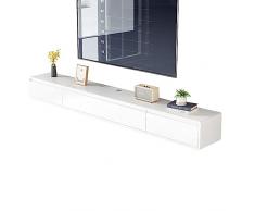 BIZOLE Mobile sospeso per TV - Console Multimediale a Parete, Scaffale per TV del Centro di intrattenimento della Console multimediale, Ripiani per Dvd del Router WiFi (Color : Weiß)