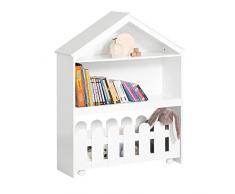 SoBuy Mensola per bambini, Mensola portaoggetti, Libreria con ruote, organizer per giocattoli per bambini 91x30 x114cm KMB52-W