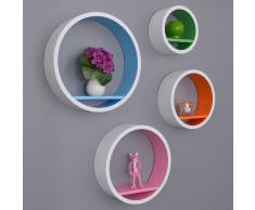 Set di 4 Retro 70s salotto scaffale cerchi Round cerchi Mensola Mensola Cubo Bianco NUOVO