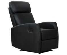 HOMCOM Poltrona Relax Reclinabile Ergonomica Ecopelle 65 × 92 × 100cm Nero