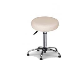 Sgabello da Lavoro, Base e pistone Cromato, per Centro estetico ambulatorio Studio Medico, rotelle in Gomma per parquet, Rotazione Libera di 360°, 7 cm di Imbottitura, Diversi Colori Disponibili