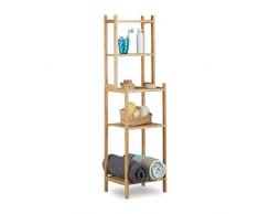 Relaxdays 10020948 Scaffale Bagno in Bambù 5 Ripiani per Cucina Corridoio Mobiletto Aperto HxLxP: 121 x 33 x 28 cm, Beige