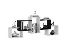 Homidea Bold Mensola da Parete – Bianco/Nero – Libreria – Mensola da Appendere – Mensola Decorativa per Soggiorno in Design Moderno.