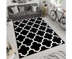 TAPISO Maroko Tappeto Camera Soggiorno Salotto Moderno Bianco Nero Geometrico Mosaico A Pelo Corto 160 x 220 cm