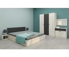 Arredodacasa.com Camera da Letto Matrimoniale Completa Moderna con 1 Armadio a 3 Ante Battenti 1 Letto Matrimoniale con Comodini e 1 Comò con 2 Ante e 1 Cassetto CDMG1 (Brown)