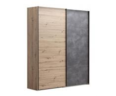 Composad | Armadio della Linea SYSTEMA, Armadio a 2 Ante Scorrevoli, Camera da Letto, Dimensioni (LxAxP) 200x223x67 cm, Colore Rovere Oak Miele e Grigio Tadao, Made in Italy