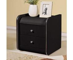Xuping Shop Comodino Comodino in Pelle Comodino con Comodino (Color : Black)