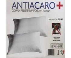 Corredocasa - Copricuscino Federa Fasciata ANTIACARO puro cotone con cerniera (2 COPPIE)