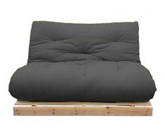 Divano letto Roots, Naturale, Futon Gray, 140x103x80 cm.