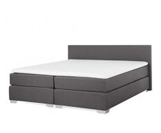 Beliani Letto boxspring in Tessuto Grigio 180 x 200 cm President