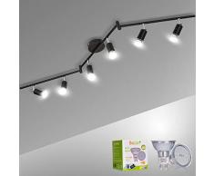 Bojim Faretti LED da Soffitto Orientabili, Lampadario da Soffitto Luce Bianco 4500K, con 6 Luci GU10 da 600LM 6W = 54W, Plafoniera Led per soggiorno, camera da letto, Lampadario in metallo Nero 230V