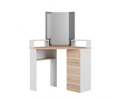 Vicco Comodino angolare Comodino Tilda bianco Sonoma moderno (110x140 cm con specchio)