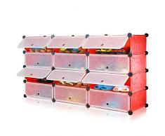 Scarpiere Scarpiere per guardaroba , Scarpiera assemblata Armadietto per la polvere Armadietti per calzature, plastica Protezione ambientale Fai da te multifunzione Ingresso / foyer,Rosso,4layers