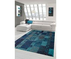 Tappeto progettista Tappeto moderno tappeto orientale tappeto da salotto con il modello in blu turchese Größe 160x230 cm