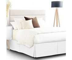 Gonna da letto plissettata, facile da montare, gonna da 35,6 cm su misura, morbida doppia spazzolata in microfibra di alta qualità, gonna da letto king size, gonna da letto king size, colore bianco