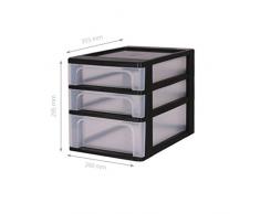 Iris Ohyama, Cassettiera di plastica, Plastica, nero, 2 petits tiroirs + 1 tiroir moyen