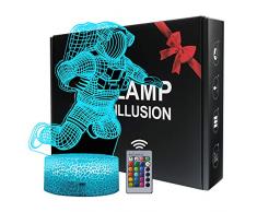 Astronauta Lampade 3D Illusione Ottica Luce Notturna, Lampada Led Da Tavolo Illuminazione Luce Di Notte, 16 Colori Controllo Tattile Lampada Decorazione Da Comodino Con Cavo Usb