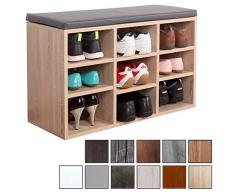 RICOO WM035-ES-A Scarpiera da Ingresso 79x49x30cm Panca portascarpe Armadio salvaspazio Armadietto scaffale con Sedile Legno Rovere Marrone