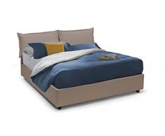 Talamo Italia Letto contenitore Matrimoniale francese Veronica, Made in Italy, Testata e rivestimento in ecopelle, Apertura frontale, con materasso cm 140x190 incluso, Tortora