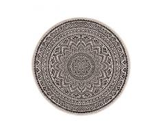 Benuta Cleo - Tappeto rotondo per interni ed esterni, diametro 120 cm, colore: Bianco/Nero