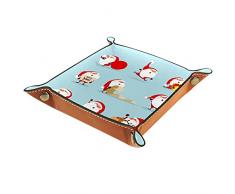 Asaile Natale Valet Vassoio in Pelle Vassoio Gioielli Dadi Box Comodino Vassoio Pu Cuoio Vassoio Comodino Comodino Caddy Dadi Holder 20.5x20.5cm