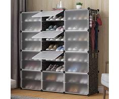 THINFAR Armadio a 12 Cubi, Portaoggetti Organizzatore, Armadietto Mobiletto con Ante, per Abiti Scarpe Giocattoli Libri, Facile da Assemblare (12 scomparti, nero)