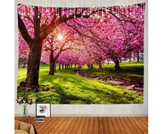Yhjdcc Arazzo Albero Giapponese Fiore Giardino Esterna Parete Grande Arazzo Psichedelico Decorazioni Per Camera Da Letto Soggiorno Dormitorio 150 cm x 200 cm