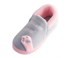 Zilosconcy Pantofole calde da camera da letto antiscivolo Scarpe da cartone animato da casa Scarpe da pavimento Cat Inverno Al chiuso Pantofole da donna Pantofole Ospiti Lavabili