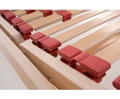 Goldflex - Rete letto a DOGHE Elettrica ORTOPEDICA, Singola 80x190 interamente in legno di faggio naturale con 2 MOTORI indipendenti con RISPARMIO dell'ENERGIA a Basso Consumo 0,5 W e alzacuscino, zona lombare con REGOLATORI di